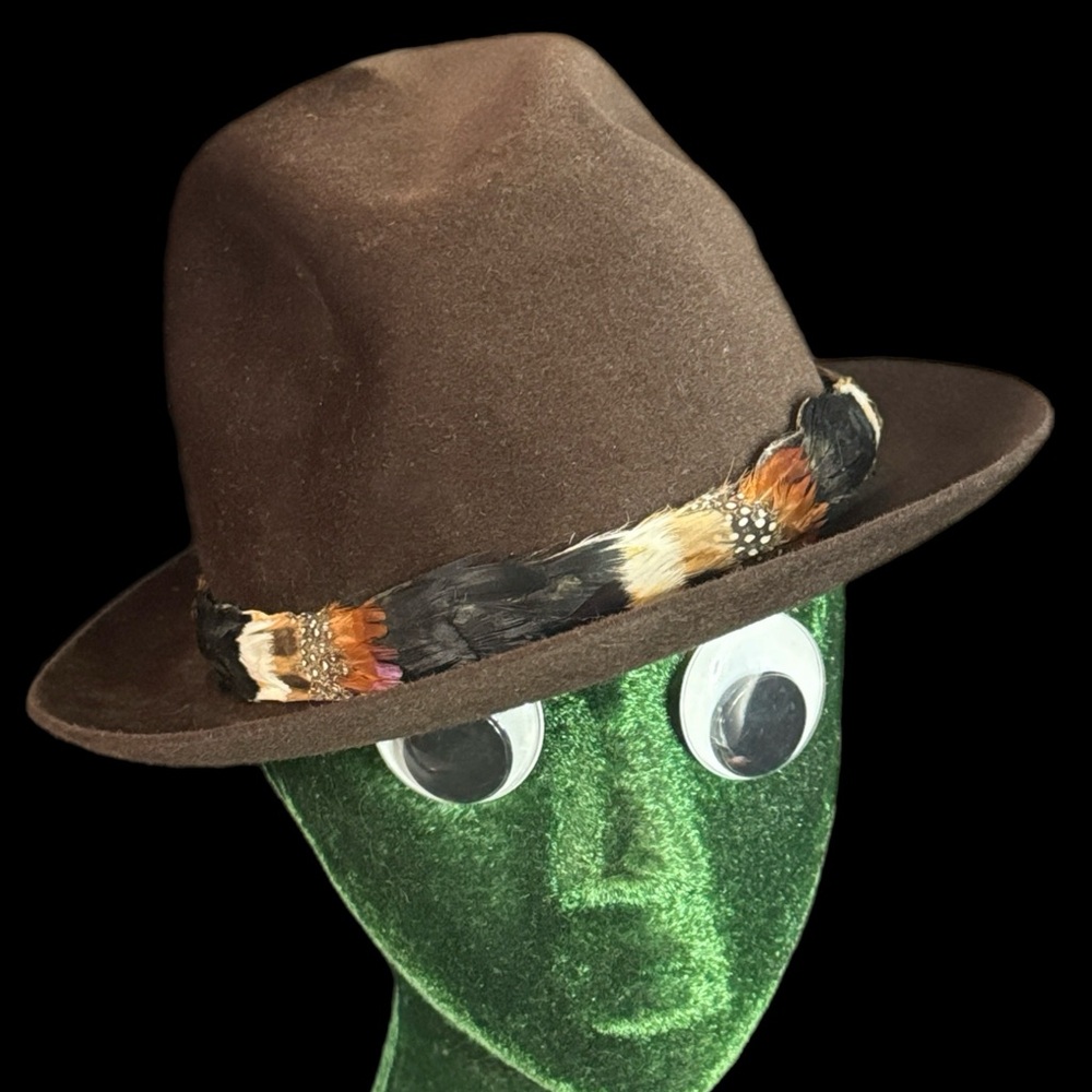 Vintage Biltmore Gold Pheasant Brown Velour Hat